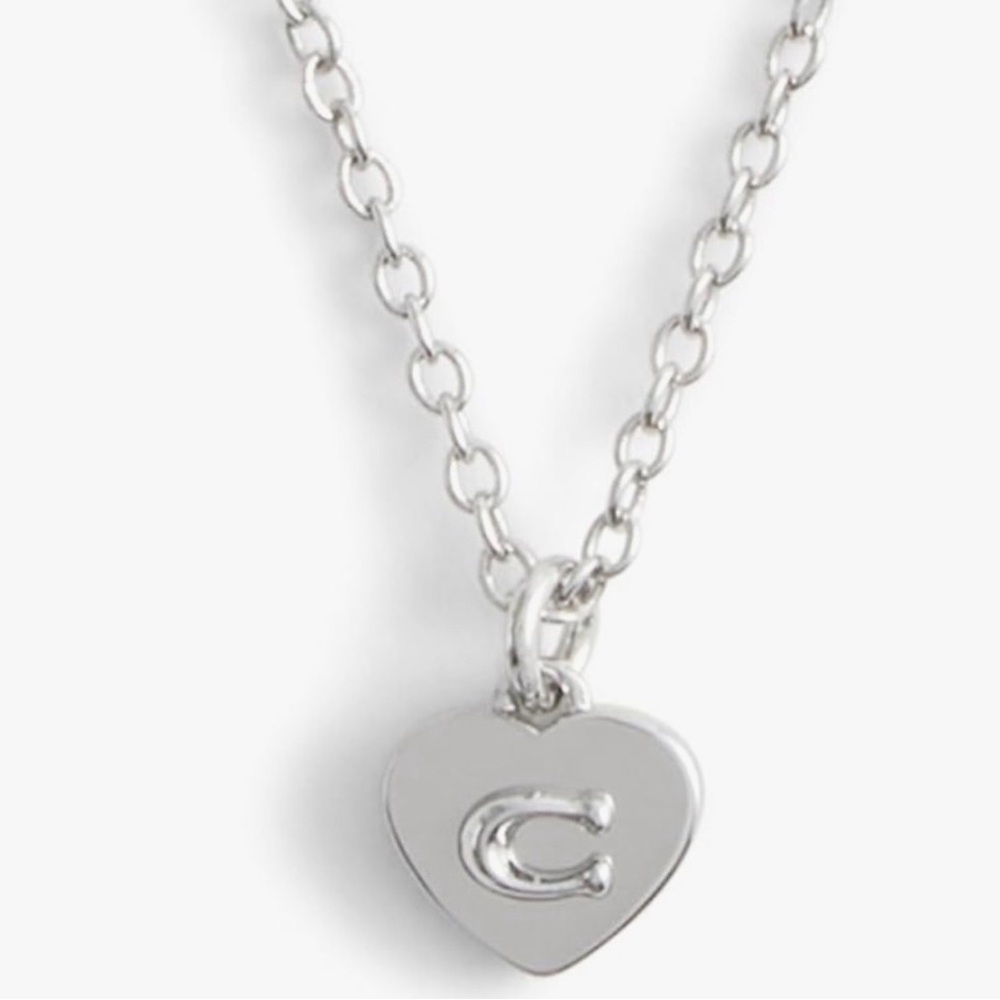 COACH Necklace with Heart-Shaped Pendant - Silver - Picture 5 of 9